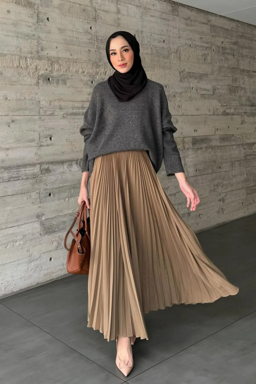 Atala Basic Skirt - Rok Plisket Maxi Polos - Image 4