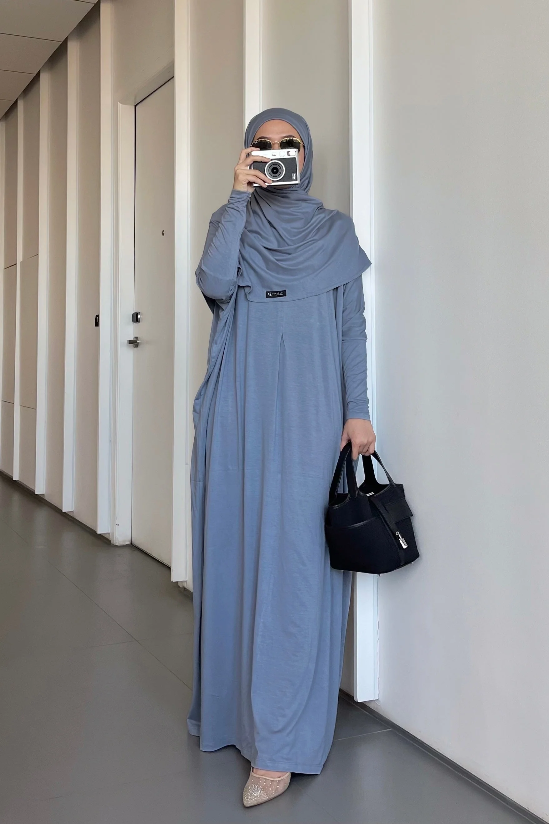 Batwing Plain Set - One Set Hijab Pasmina dan Dress Wanita - Image 10