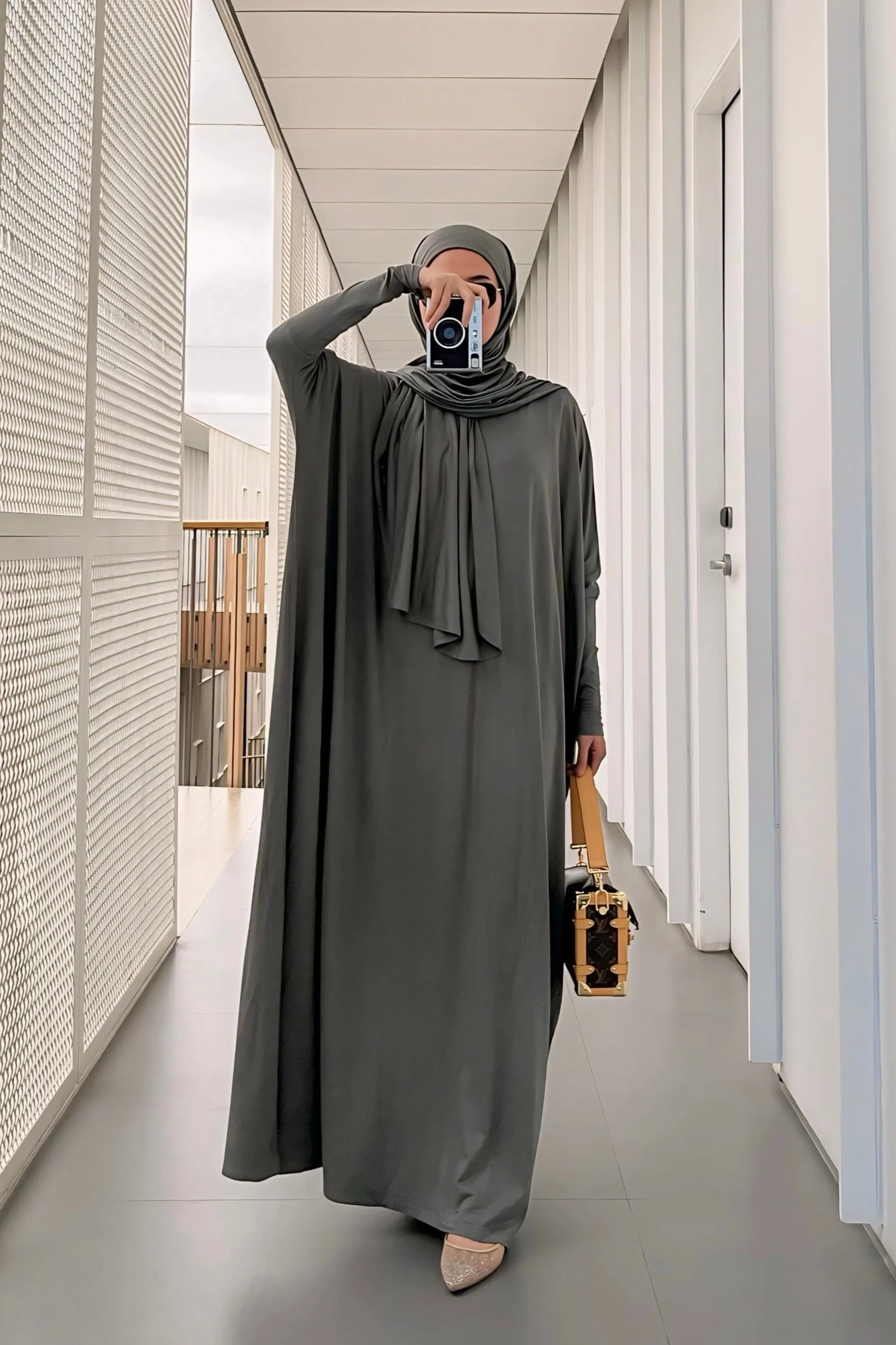 Batwing Plain Set - One Set Hijab Pasmina dan Dress Wanita - Image 11