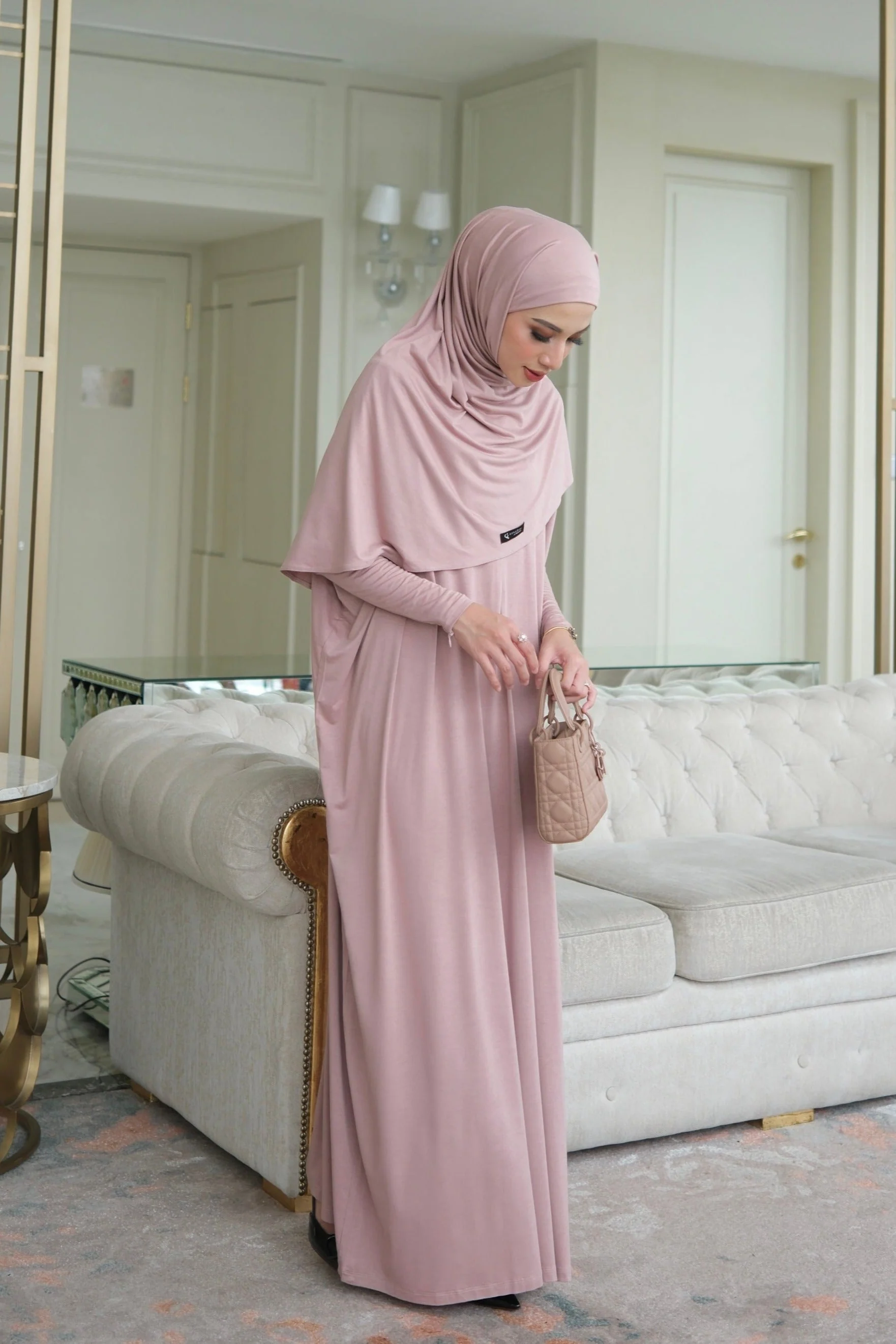 Batwing Plain Set - One Set Hijab Pasmina dan Dress Wanita - Image 5