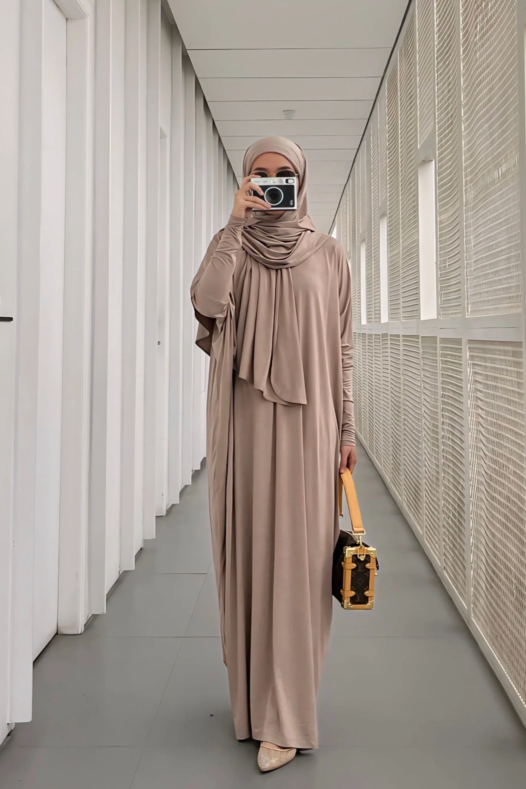 Batwing Plain Set - One Set Hijab Pasmina dan Dress Wanita - Image 6