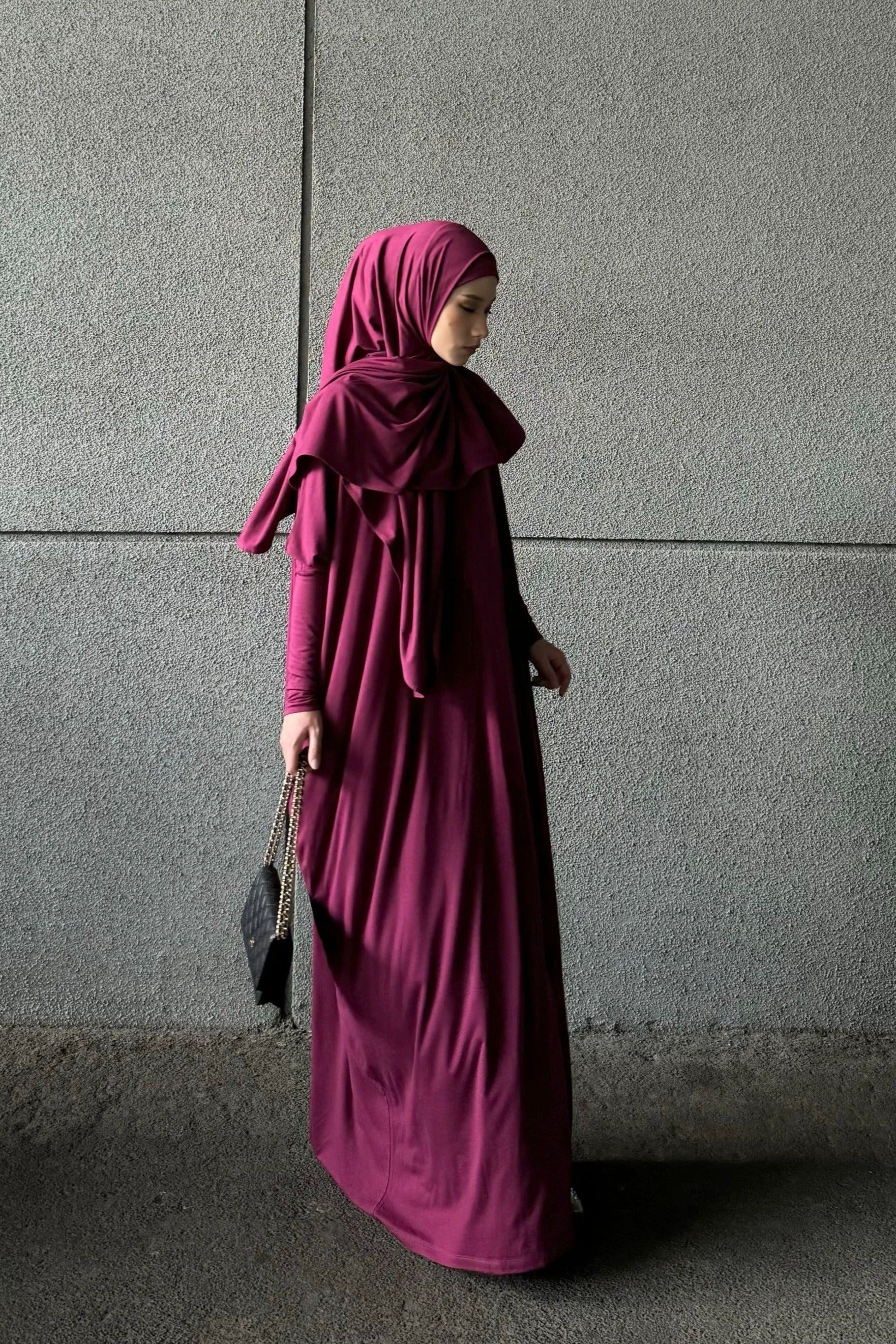 Batwing Plain Set - One Set Hijab Pasmina dan Dress Wanita - Image 7