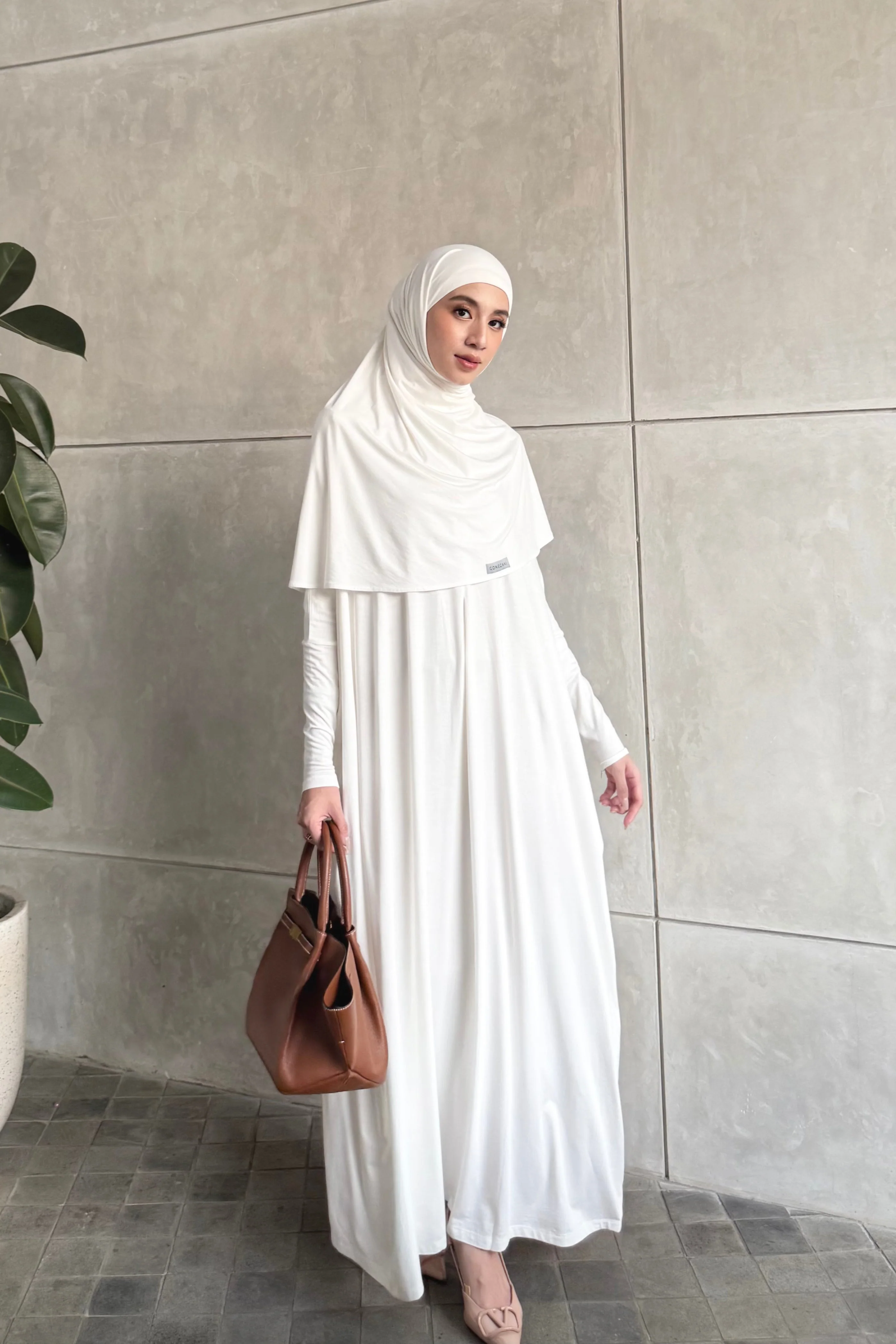 Batwing Plain Set - One Set Hijab Pasmina dan Dress Wanita - Image 8