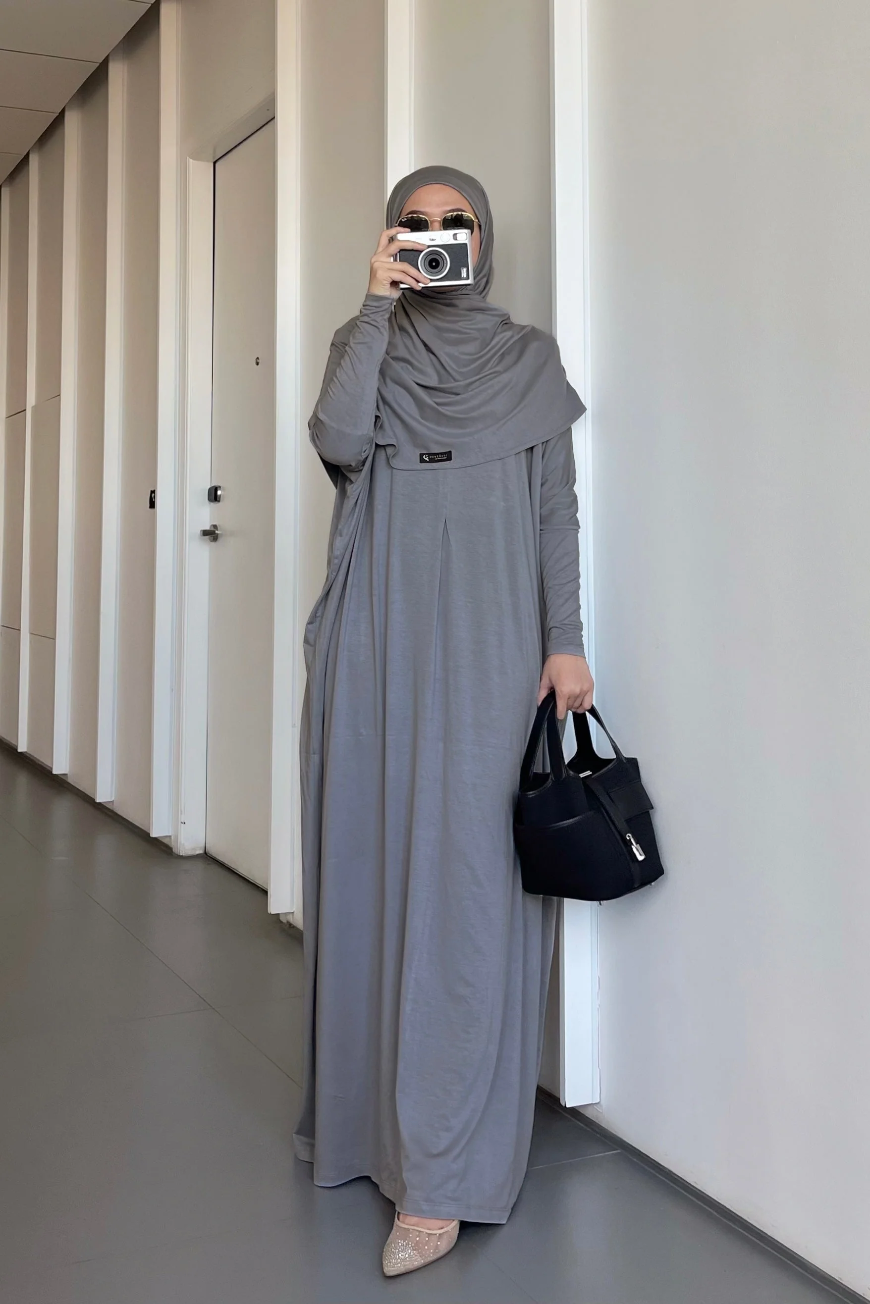 Batwing Plain Set - One Set Hijab Pasmina dan Dress Wanita - Image 9