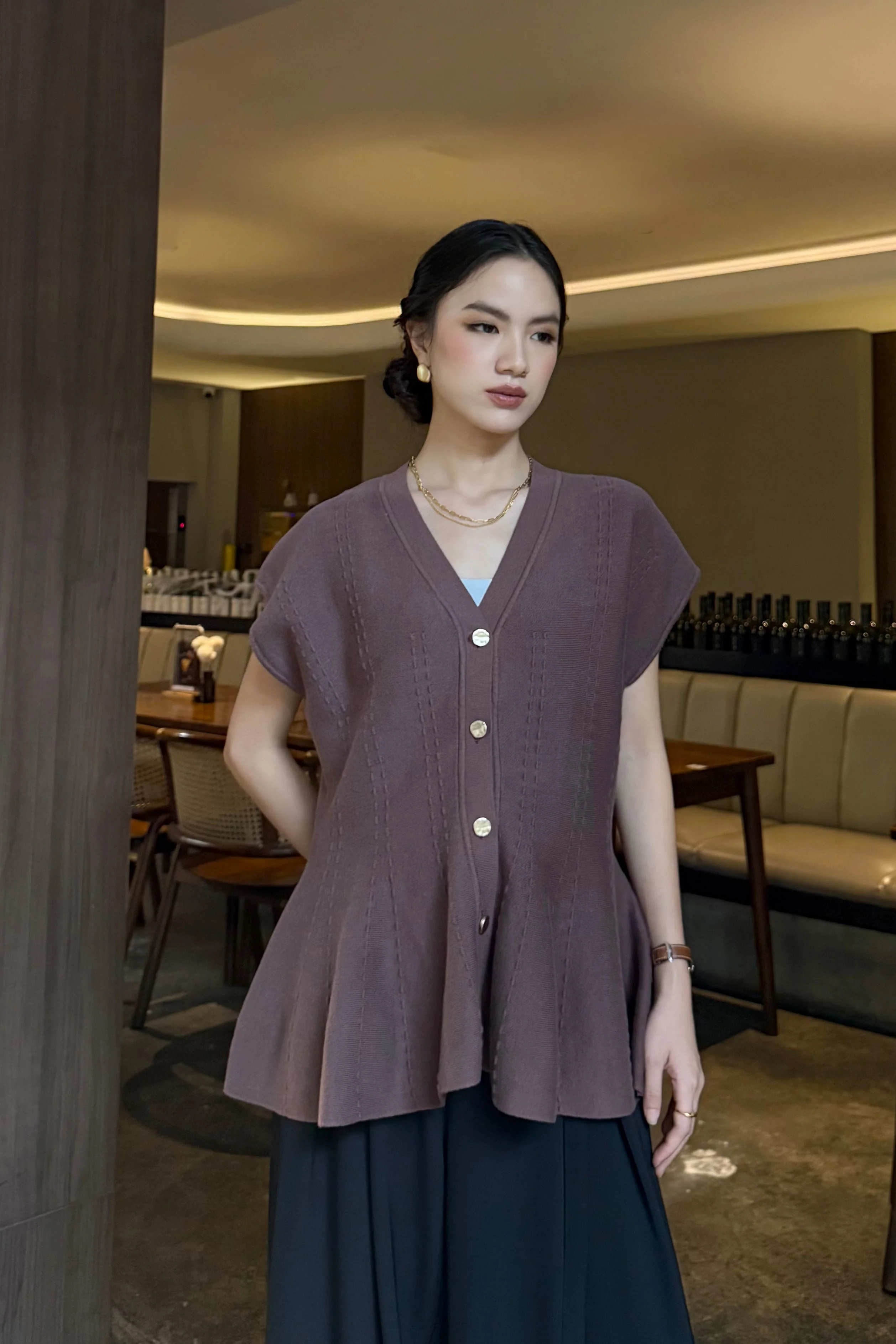 Cheer Vest - Rompi Rajut Wanita Bahan Knit Lengan Putung - Image 10