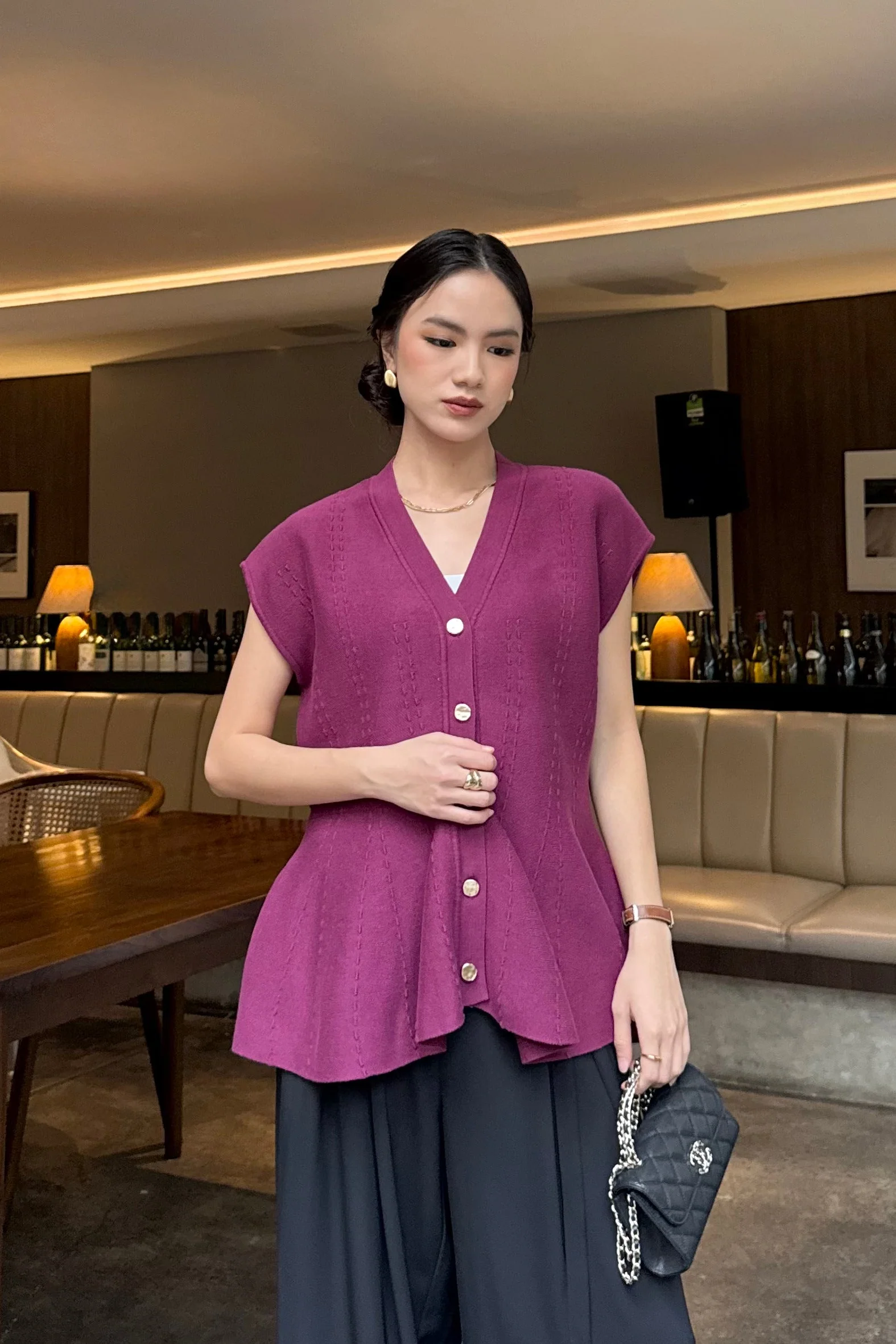 Cheer Vest - Rompi Rajut Wanita Bahan Knit Lengan Putung - Image 8