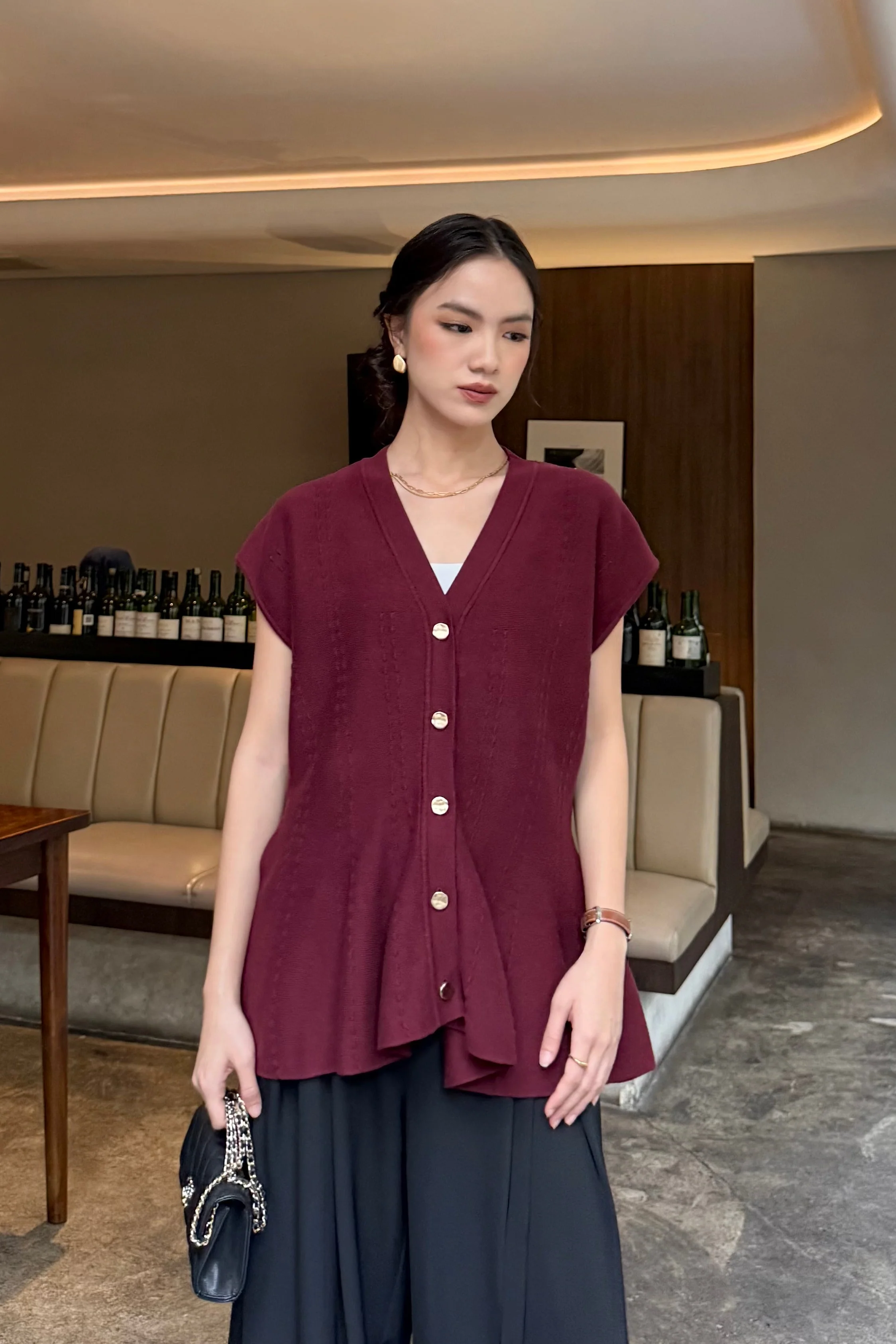 Cheer Vest - Rompi Rajut Wanita Bahan Knit Lengan Putung - Image 9