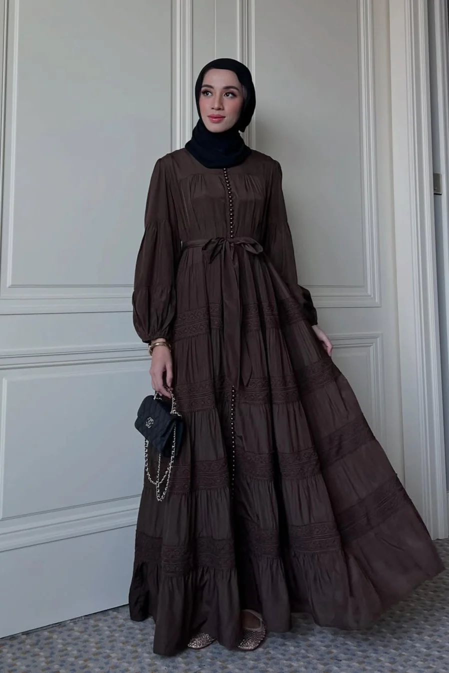 Naomi Dress - Dress lengan Panjang Seribu Kancing Cantik - Image 3