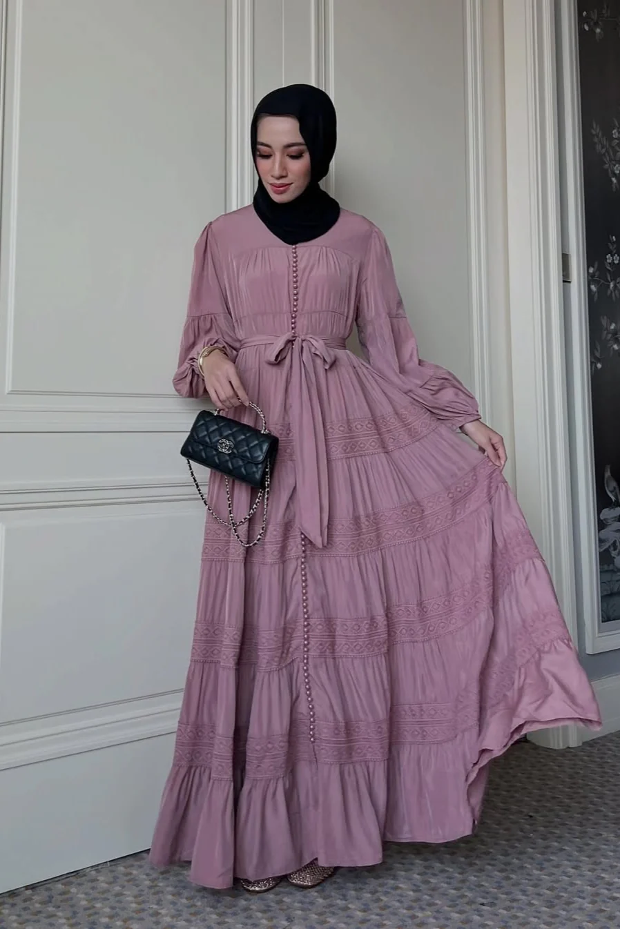 Naomi Dress - Dress lengan Panjang Seribu Kancing Cantik - Image 6