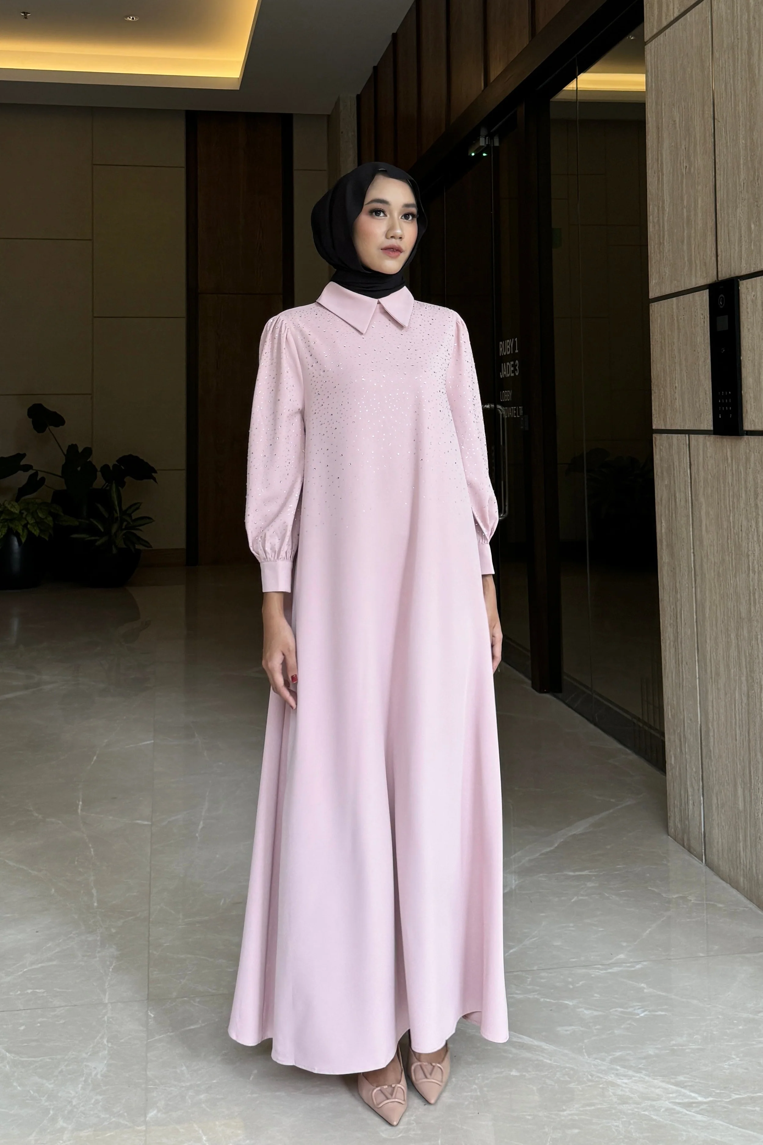 Elma Dress - Maxi Dress Motif Glitter Bahan  Soft Crepe - Image 5