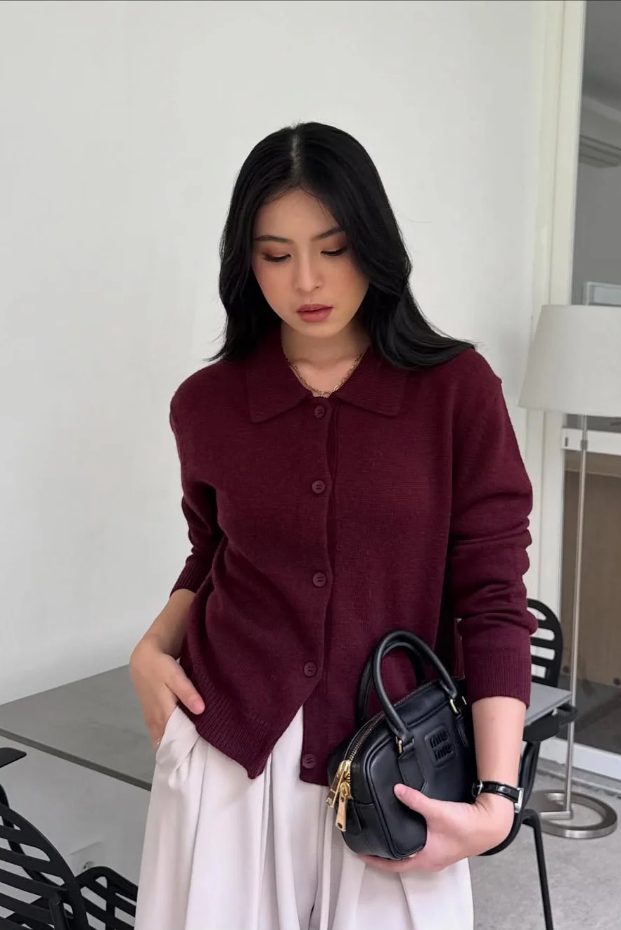 Gape Sweater - Sweater Wanita Berkancing Bahan Cashmere Wool Blend - Image 4
