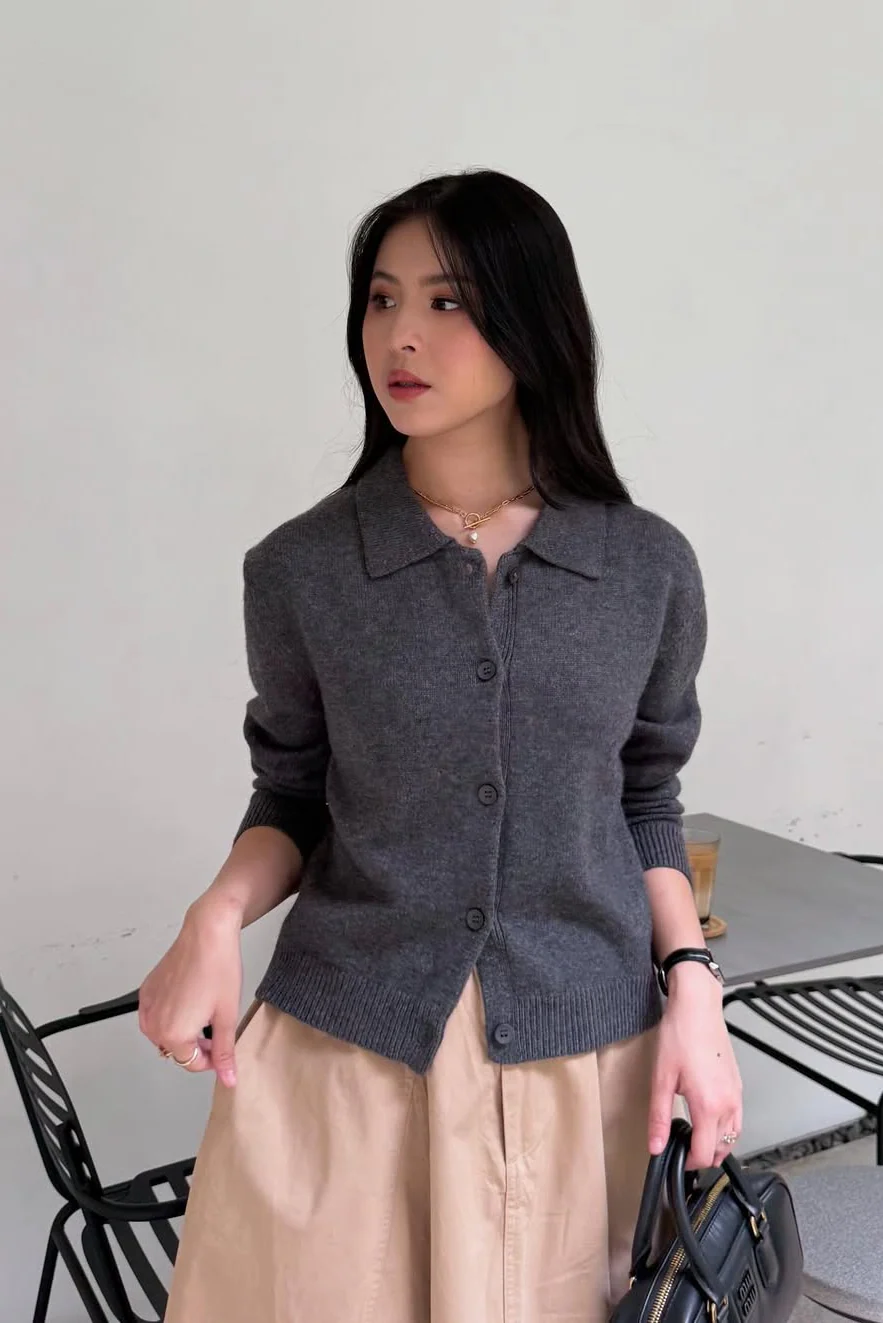 Gape Sweater - Sweater Wanita Berkancing Bahan Cashmere Wool Blend - Image 6