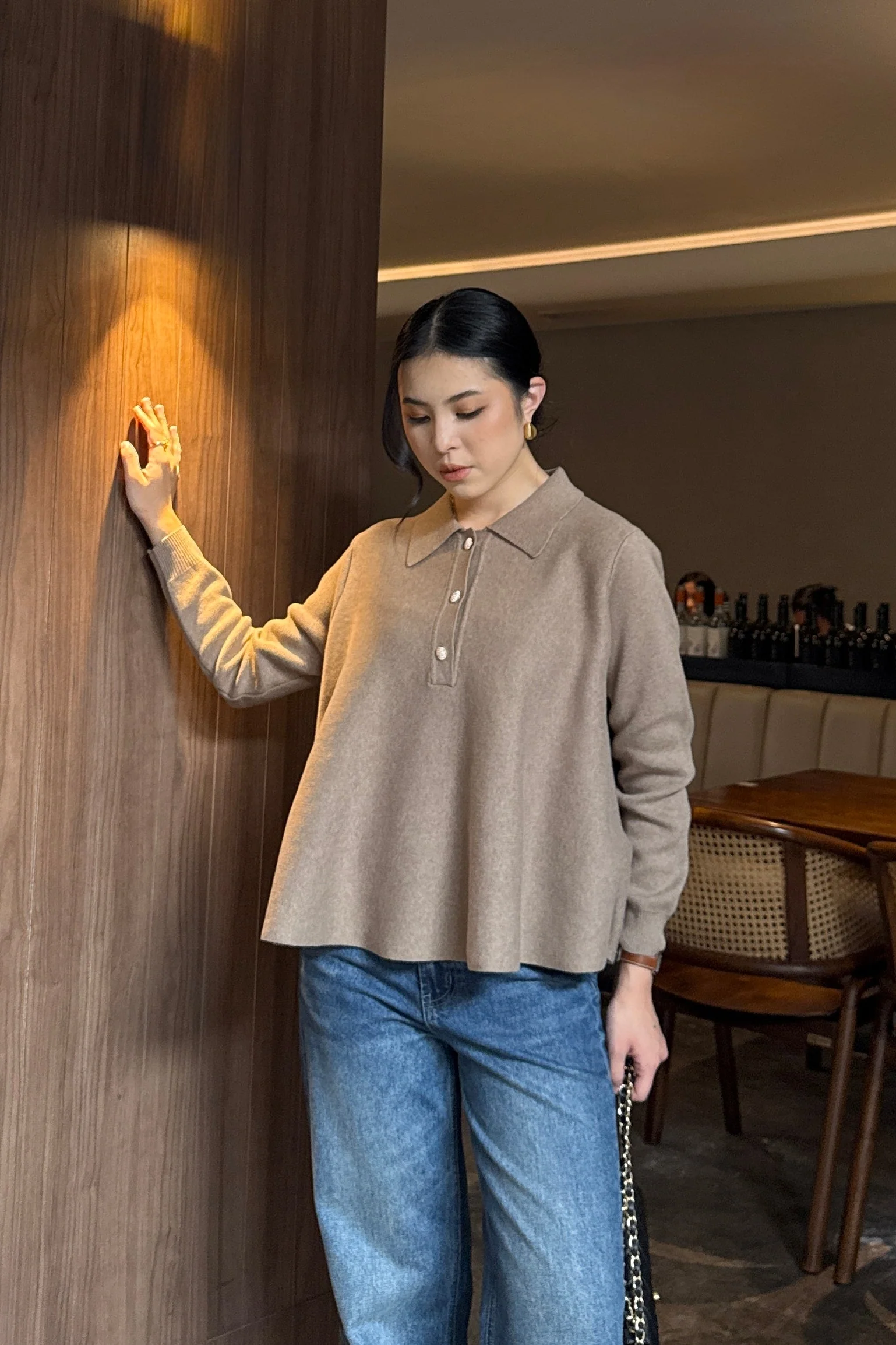 Polo Crop Sweater - Knit Pullover Wanita Preppy Style & Old Money Aesthetic - Image 7