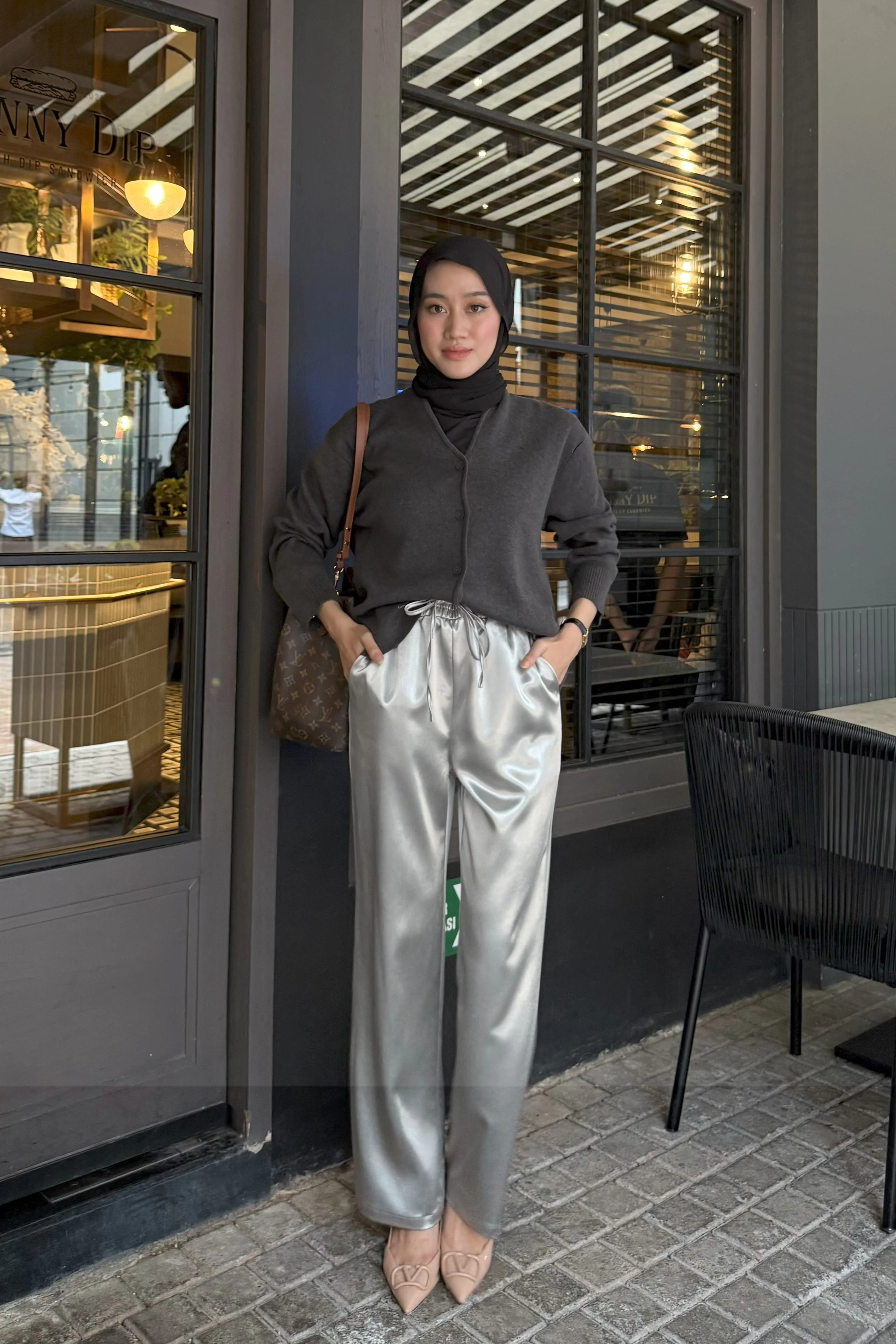 [DEFECT] - Straight Saten Pants - Bawahan Wanita Bahan Saten Premium Import - Image 5