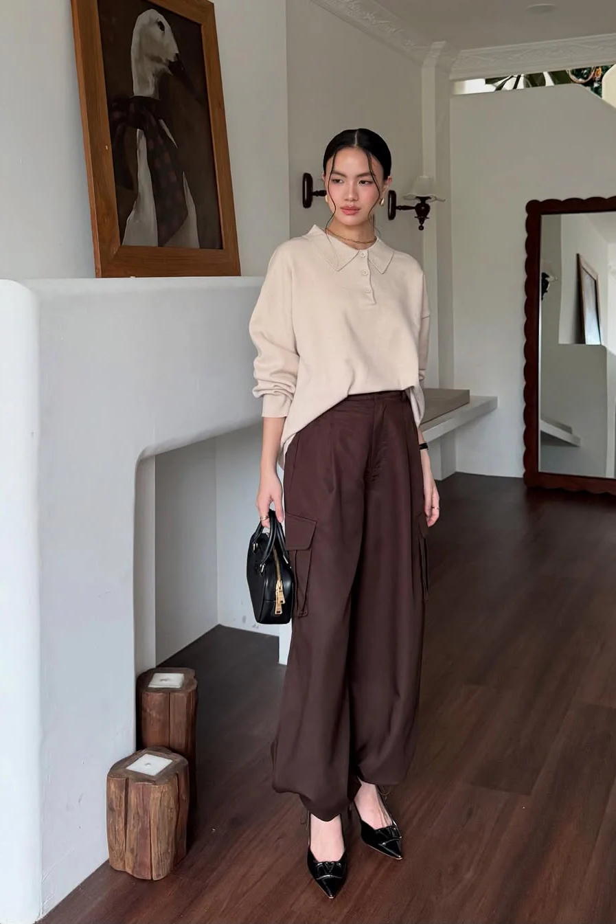 [DEFECT] - Urban Cargo Pants - Celana Cargo Wanita Bahan Semi Cotton Linen Soft - Image 5